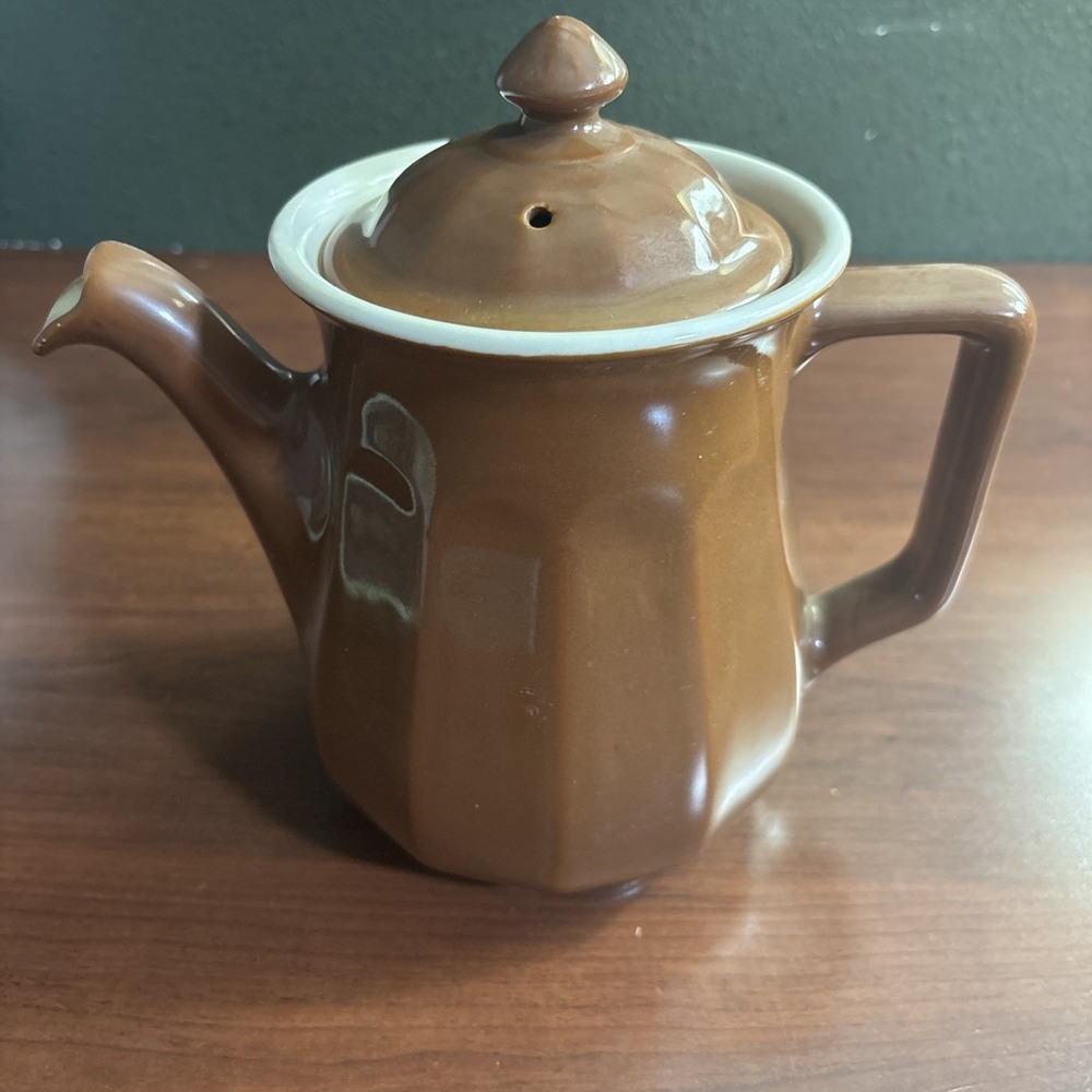 Hall Brown Ceramic Coffee Pot with Lid Glossy Finish Made in USA